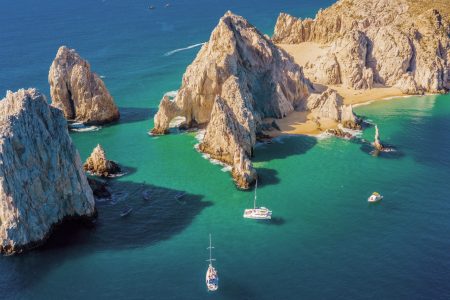 Aerial view of The Arch of Cabo San Lucas, Mexico