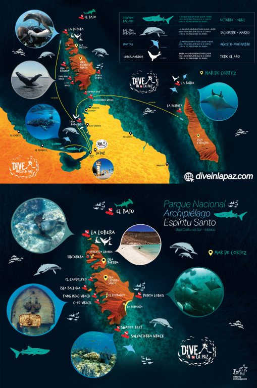 la paz scuba diving sites map