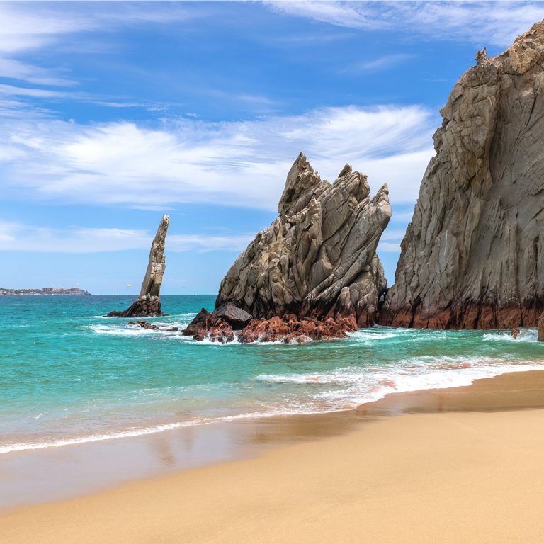 Beautiful beach and rock formation in cabo san lucas